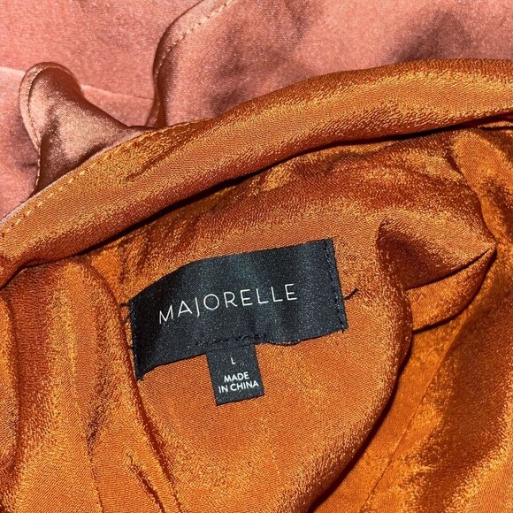 MAJORELLE Nelly Mini Dress Terracotta Brown Satin size Large - Picture 6 of 9